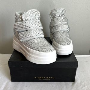 Silver/Gray Rhinestone Hightop Sneakers